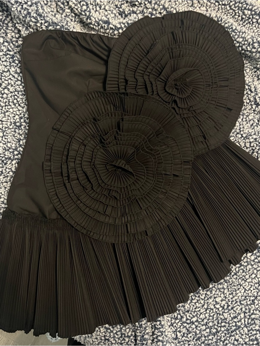 Black Strapless Pleated Accent Tank Top